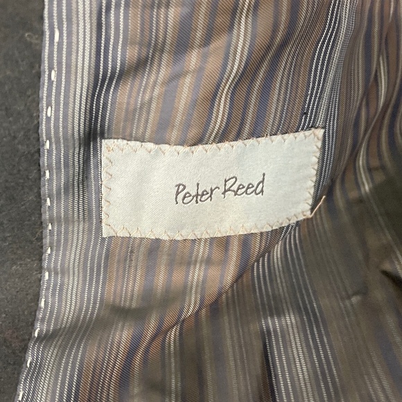 Vintage Men’s Dress Overcoat Wool Polyamid blend Black Charcoal stripes Sz 48R - Picture 8 of 10